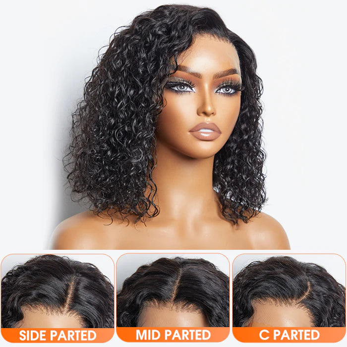 Pre-Plucked 13x4 Lace Front Water Wave Bob Wig 150% Density