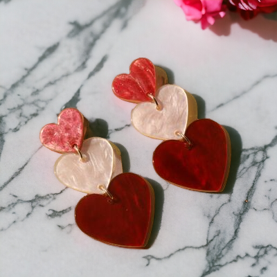 Acrylic Heart Dangle Earrings