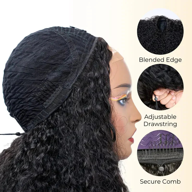 Wear and Go 180% Density Human Hair Half Wig Burmese Curly