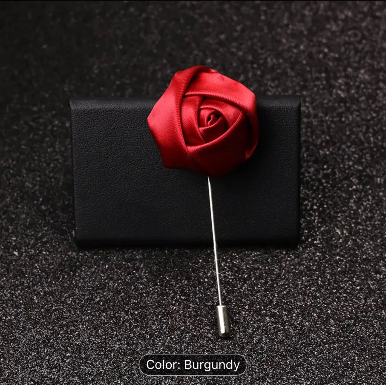 Men’s Rose Lapel Pin - Burgundy