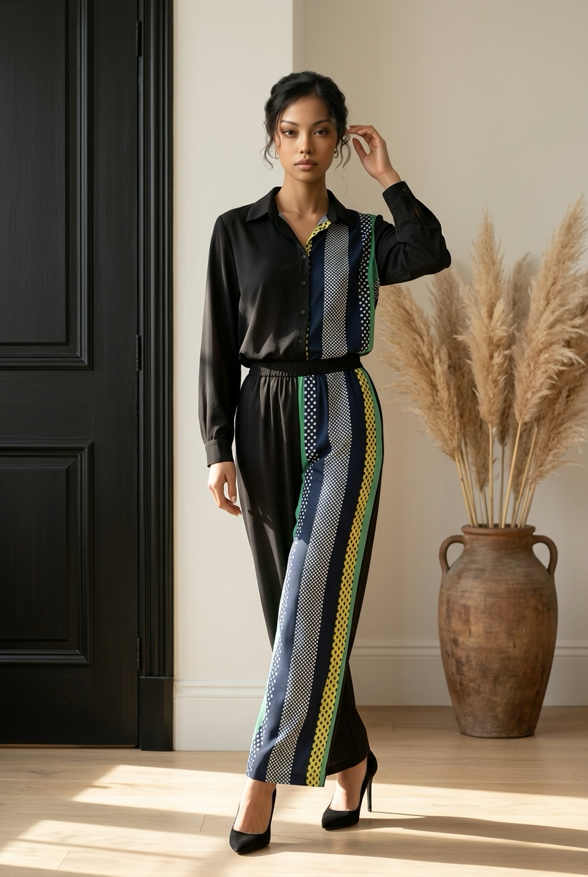 Beautiful “Gently Used” Two Piece Button Blouse Pants Set