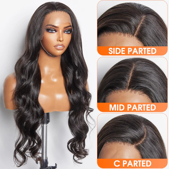 13x6 Glueless 3D Cap Pre-bleached Body Wave Transparent Lace Front Wig 150% Density