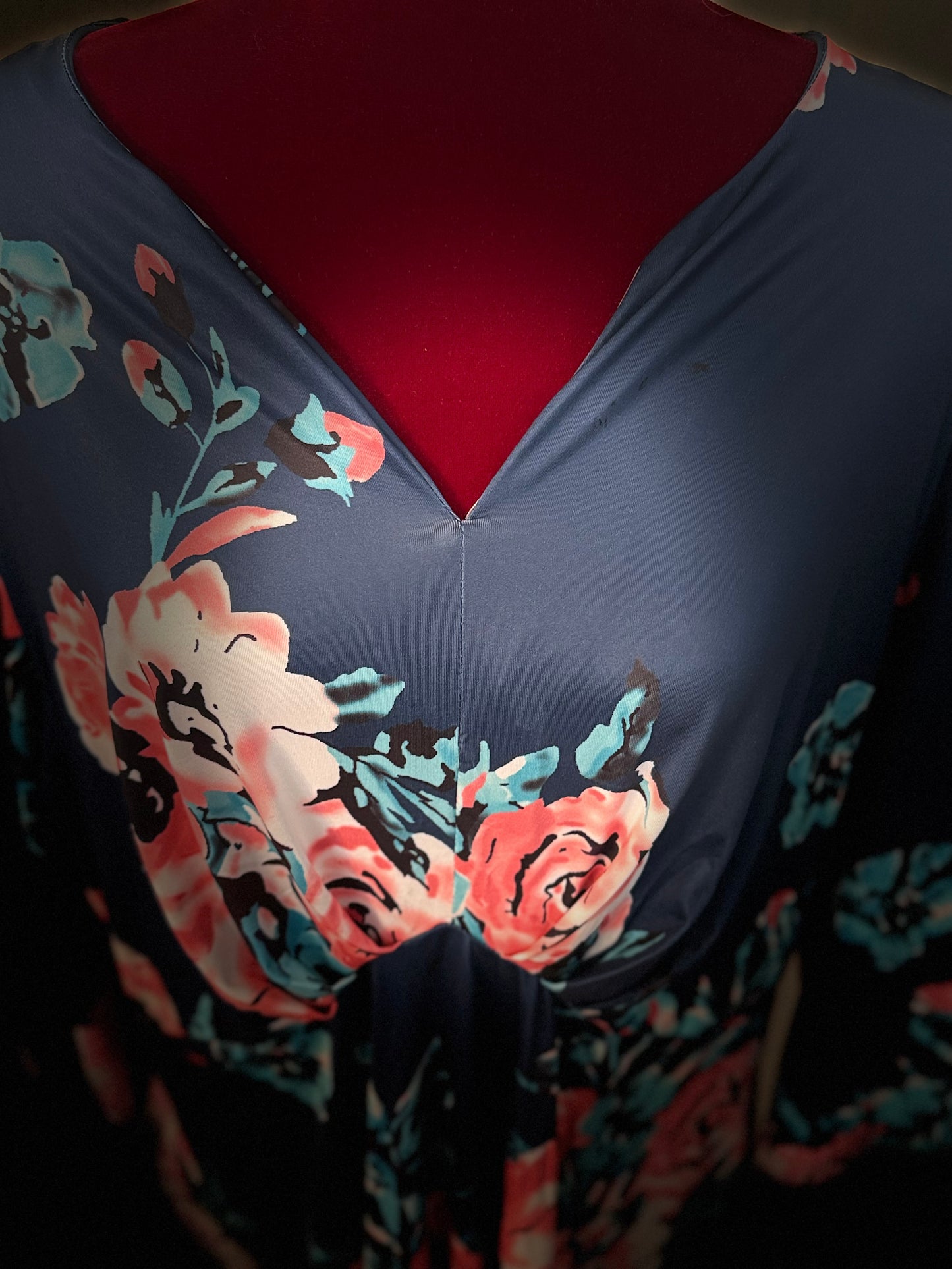 Casual Midi Floral Print Dress, 3XL