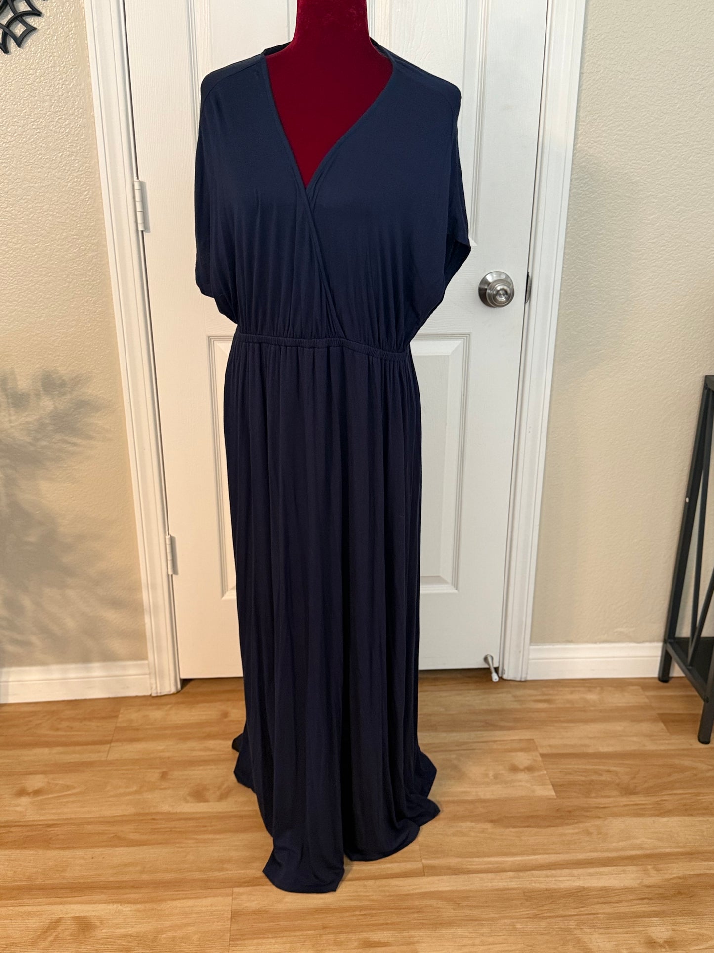 Plus Size Blue Waisted Maxi Dress, Size 1X