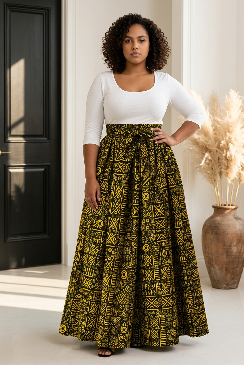 Woman Long Printed Maxi Skirt-1350 L