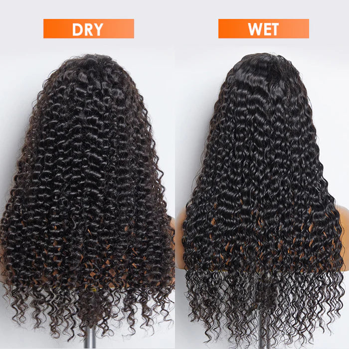 13x6 Glueless 3D Cap Pre-bleached Deep Curly Transparent Lace Front Wig 150% Density