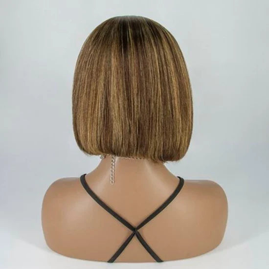 10-12 Inch Grab-N-Go Wigs Headband Wigs P4/27# Straight 200% Density-100% Human Hair Wigs