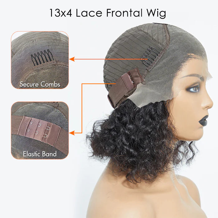 Pre-Plucked 13x4 Lace Front Water Wave Bob Wig 150% Density