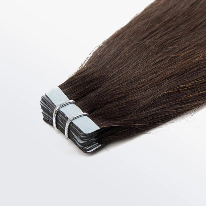 Premium Quality Straight Tape In Remy Hair Extensions #2 Darkest Brown