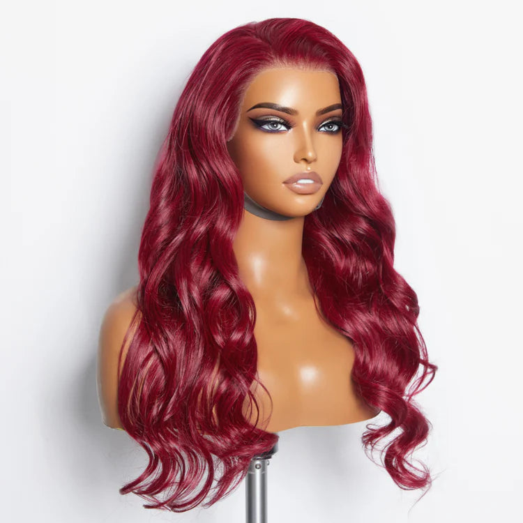 24 Inches 13"x4" Body Wavy Wear & Go Glueless #99j Lace Frontal Wig-100% Human Hair