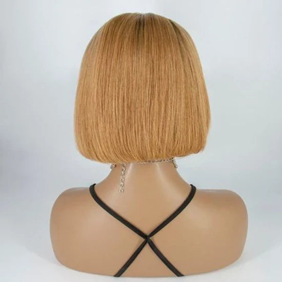 10-12 Inches Grab-N-Go T4/27# Straight Headband Wigs 200% Density-100% Human Hair