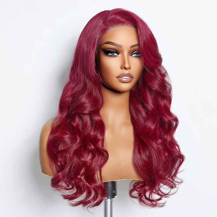 SMALL HEAD FRIENDLY LACE WIG - 24 Inches 5"x5" Body Wavy Wear & Go Glueless #99j Lace Closure Wig-100% Human Hair