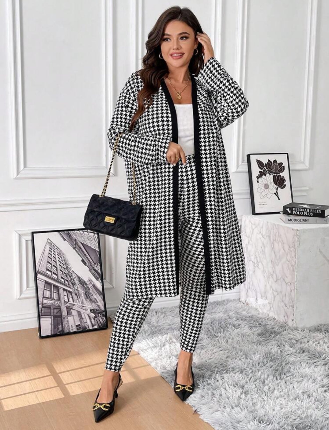 Mommy and Me Houndstooth Pants Set