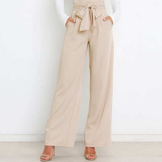 Tie Front Paperbag Wide Leg Pants - 9 color choices