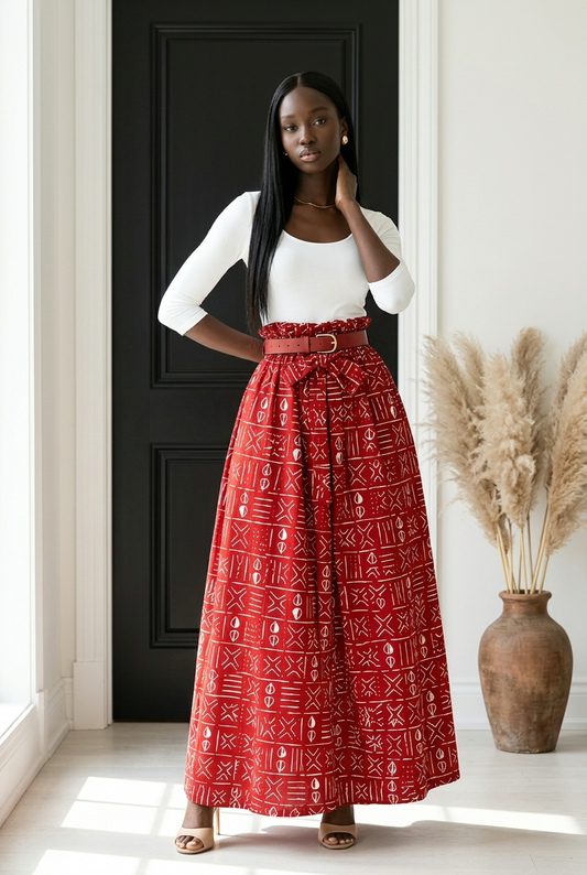 Woman Long Printed Maxi Skirt-1350 M