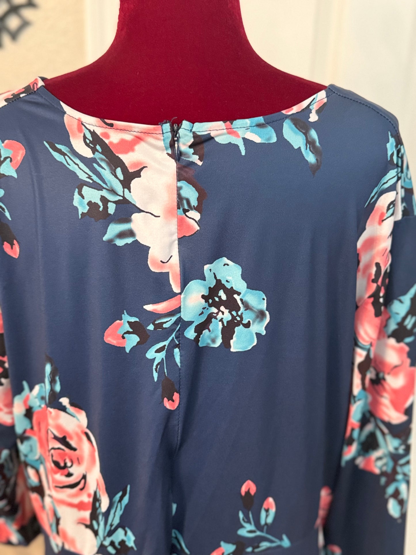 Casual Midi Floral Print Dress, 3XL