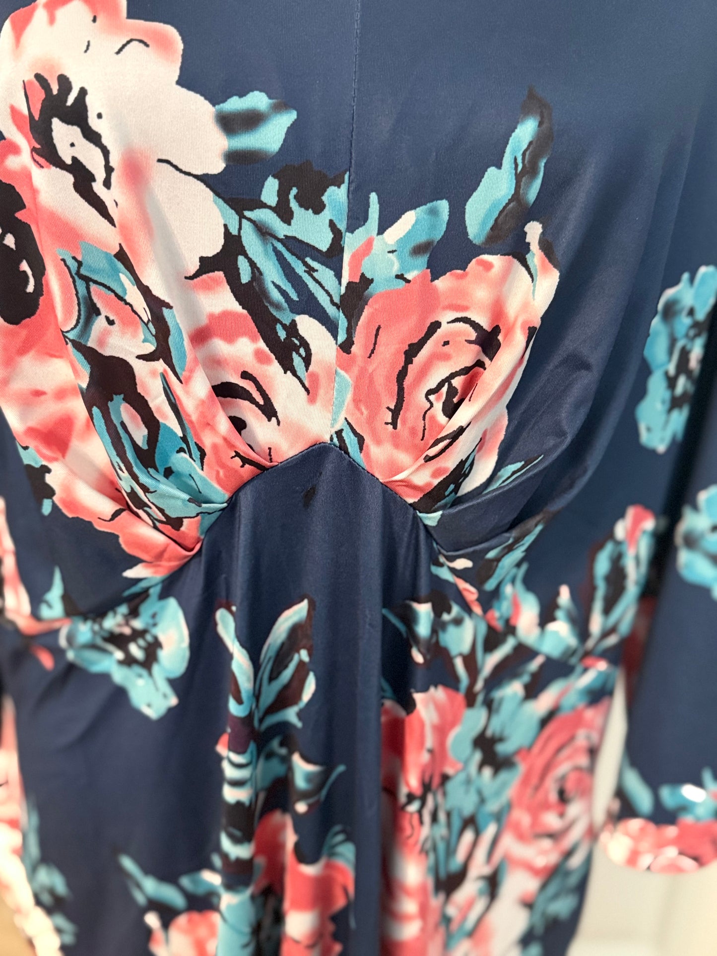 Casual Midi Floral Print Dress, 3XL