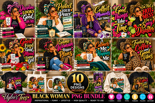 Black Culture PNG Bundle | African American & African Inspired Sublimation Designs - 10 images