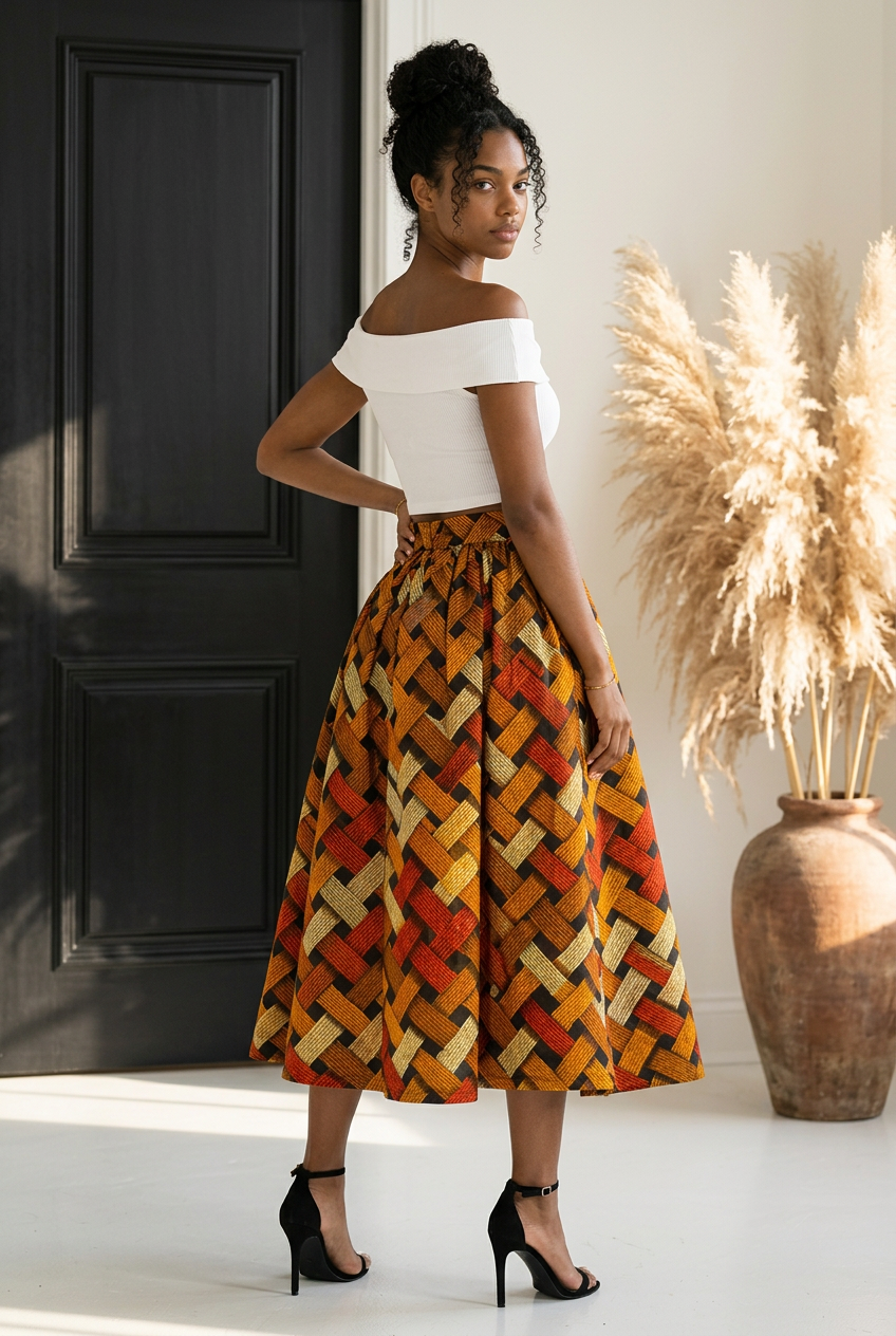 Ankara Midi Flare Skirt (1312 B)