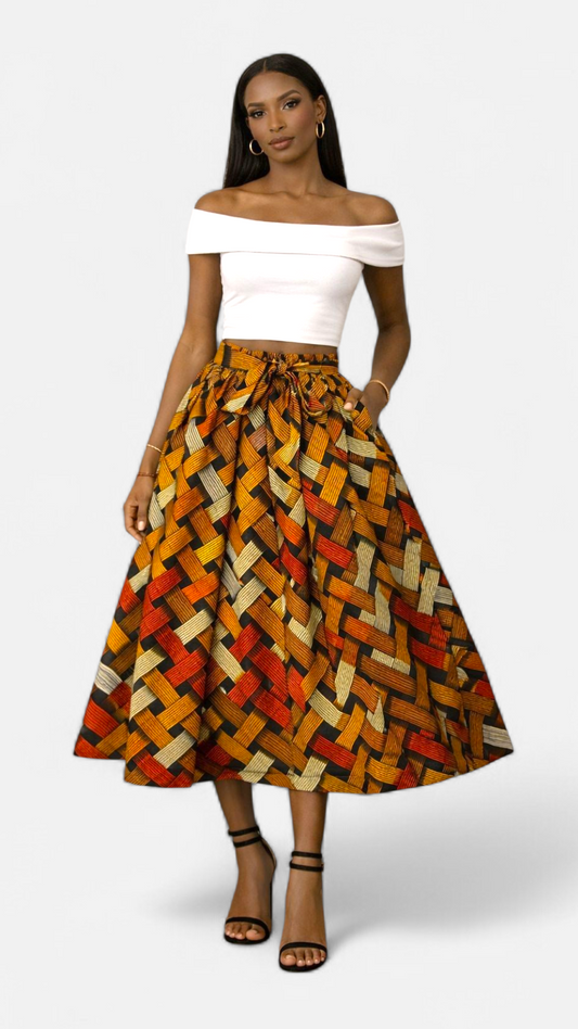 Ankara Midi Flare Skirt 1312 B