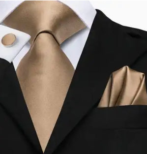 Men’s Silk Coordinated Tie Set - Gold