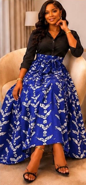 Woman Long Printed Maxi Skirt-1350 J