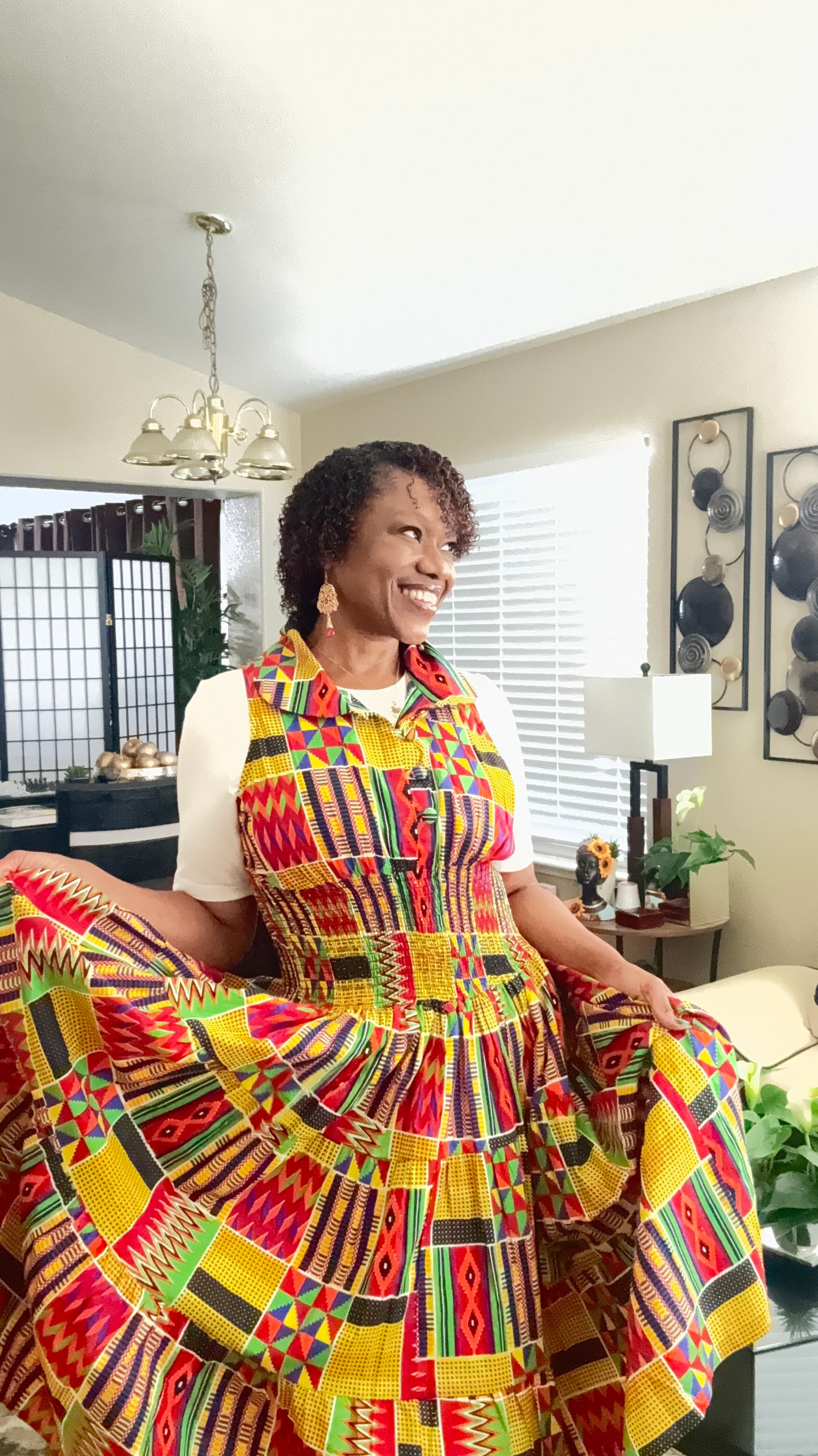 Middi Halter Smock Kente Dress (free size)