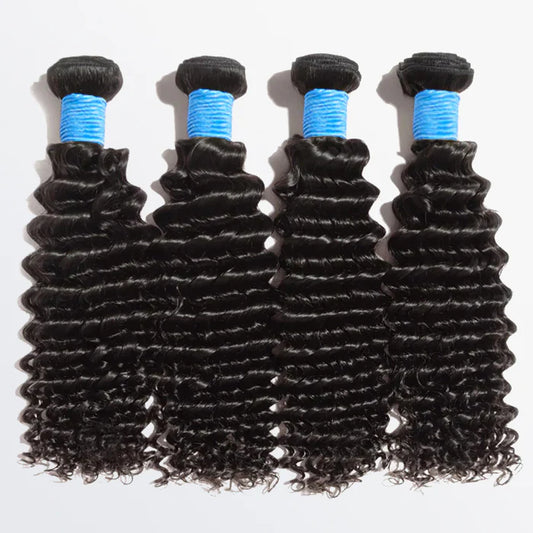 TedHair 10-30 Inch Deep Curly Virgin Brazilian Hair #1B Natural Black - Human Hair Bundles