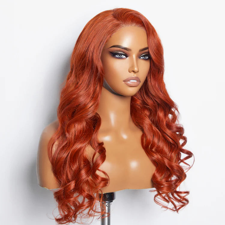 SMALL HEAD FRIENDLY LACE WIG - 24 Inches 5"x5" Body Wavy Wear & Go Glueless #Orange Lace Closure Wig-100% Human Hair