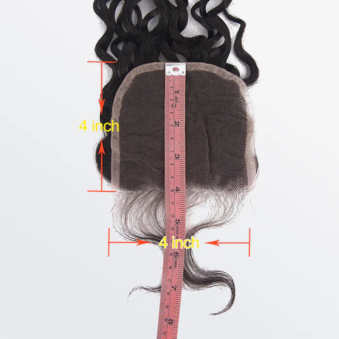 14-20 Inch 4" x 4" Italy Curly Free Parted Lace Closure #1B Natural Black