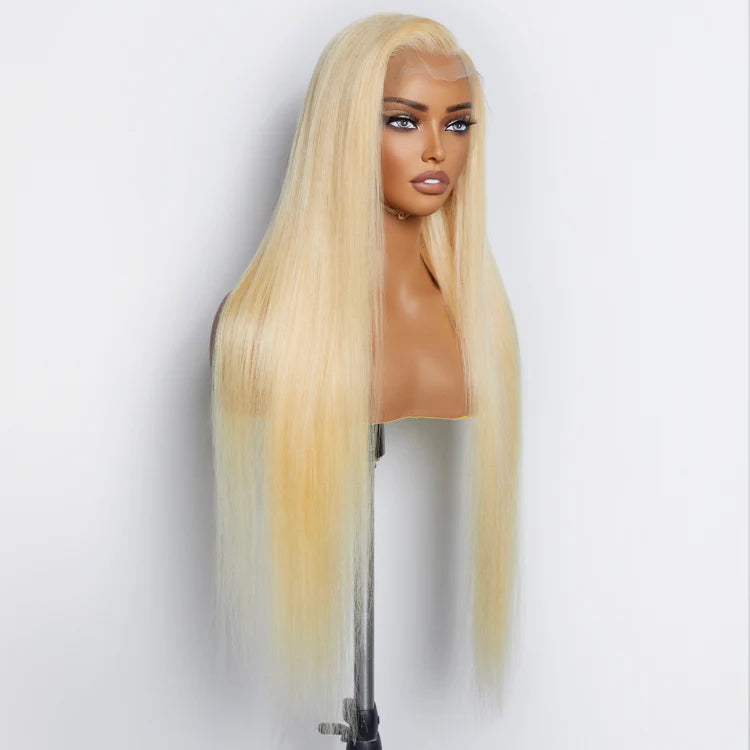 26-30 Inches Pre-Plucked 13"x4" #613 Straight Lace Frontal Wig 200% Density-100% Human Hair