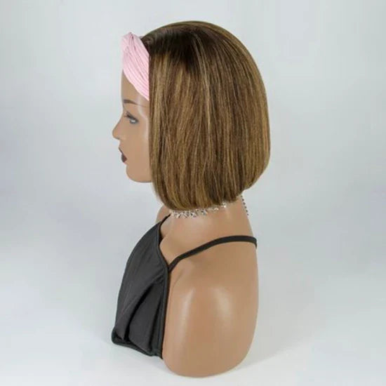 10-12 Inch Grab-N-Go Wigs Headband Wigs P4/27# Straight 200% Density-100% Human Hair Wigs