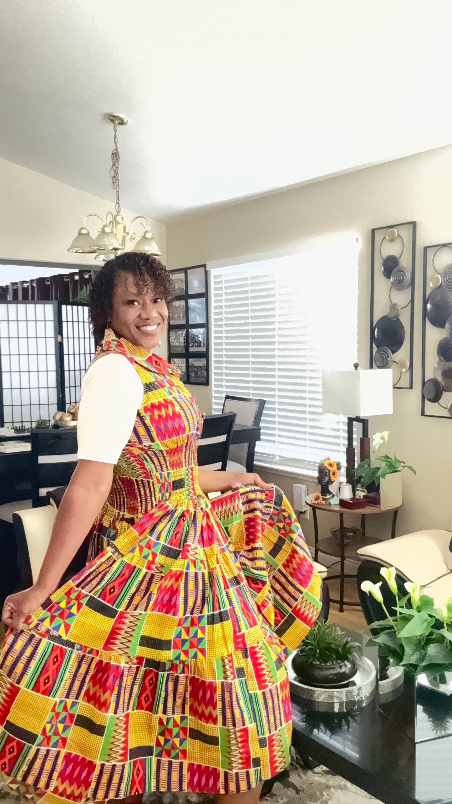 Middi Halter Smock Kente Dress (free size)