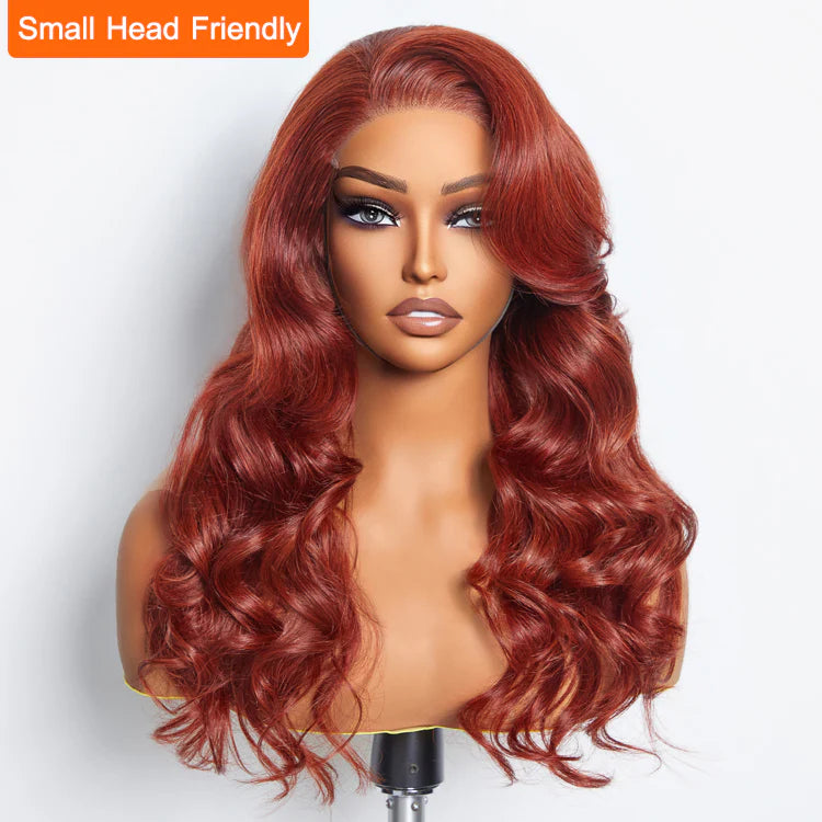 SMALL HEAD FRIENDLY LACE WIG - 24 Inches 5"x5" Body Wavy Wear & Go Glueless #Redbrown Lace Closure Wig-100% Human Hair