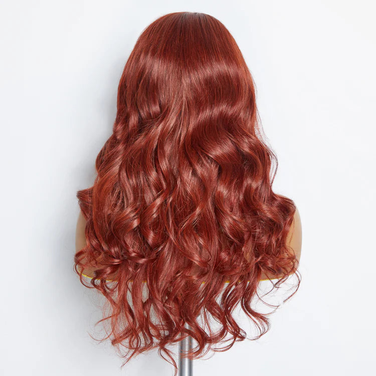 SMALL HEAD FRIENDLY LACE WIG - 24 Inches 5"x5" Body Wavy Wear & Go Glueless #Redbrown Lace Closure Wig-100% Human Hair