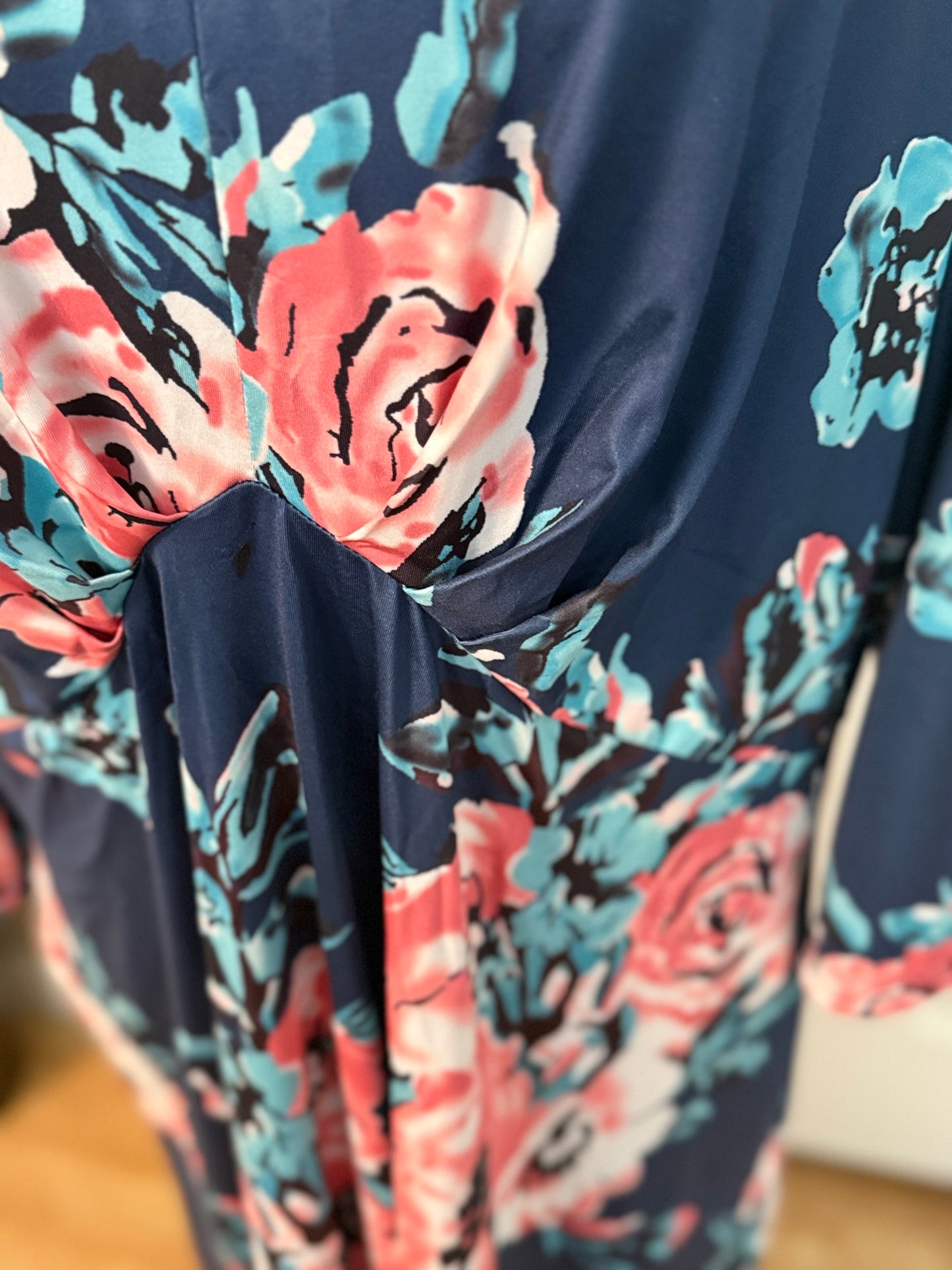 Casual Midi Floral Print Dress, 3XL