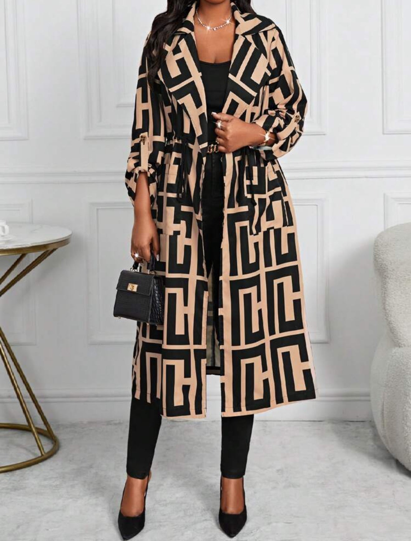 Multi-Print Print Long Length Cardigan, Plus Size 12