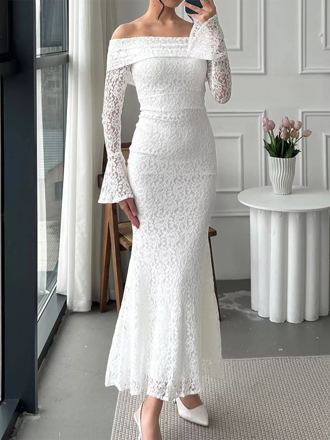 Off-Shoulder Lace Bodycon Maxi Dress Uylee's Boutique Off-Shoulder Lace Bodycon Maxi Dress Uylee's Boutique