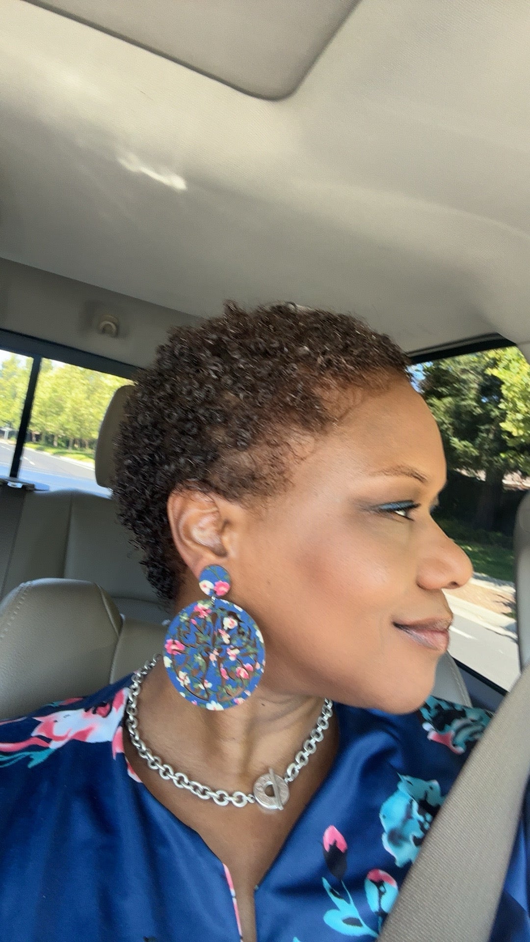 Round Hand Made Fabric African Print Wooden Earrings