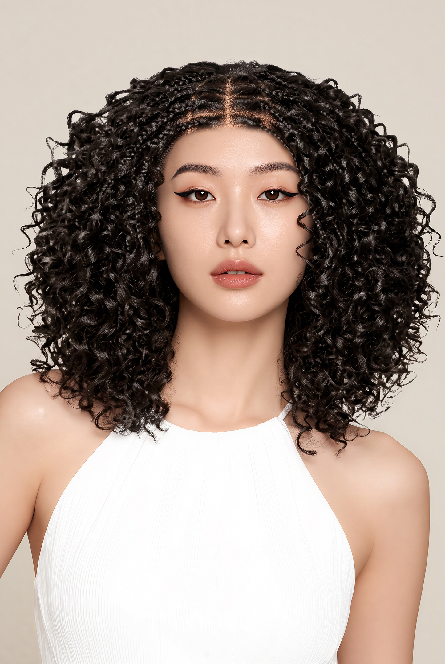 150% Density 5x5 Closure Lace with Boho Braids Pre-Cut Glueless Top Human Hair Wig Curly, 10 inches