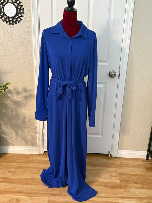 Plus Size Button Down Maxi Length Dress, 2XL