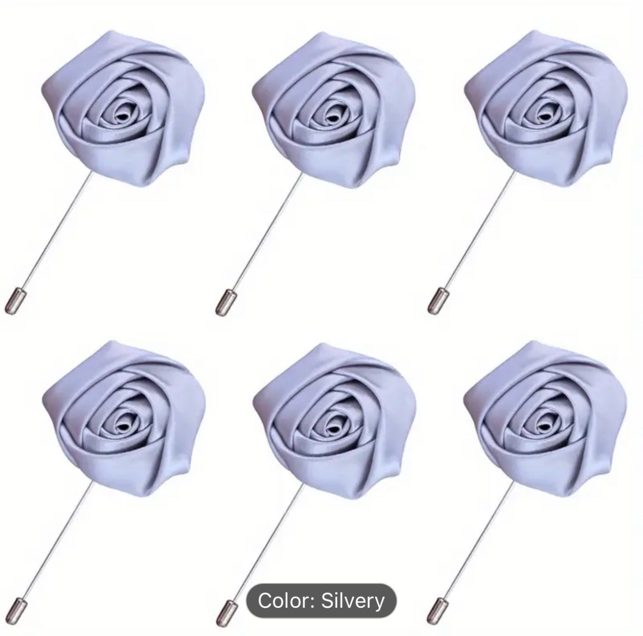 Men’s Rose Lapel Pin - Silver