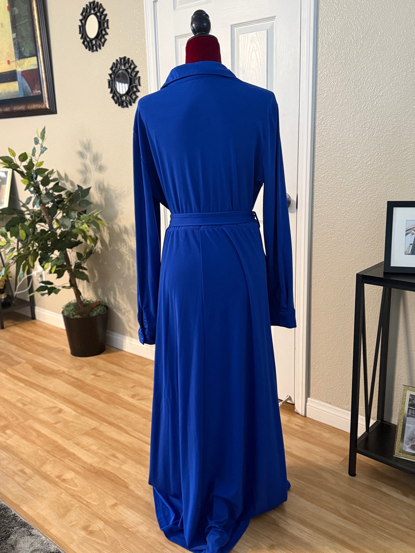 Plus Size Button Down Maxi Length Dress, 2XL