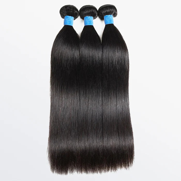10-40 Inch Straight Virgin Brazilian Hair #1B Natural Black - Human Hair Bundles