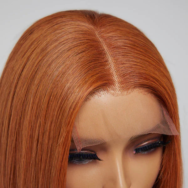 10 Inches 4x4 Beginner Friendly Sugar Maple Glueless Mid Part Bob Lace Closure Wig-100% Human Hair