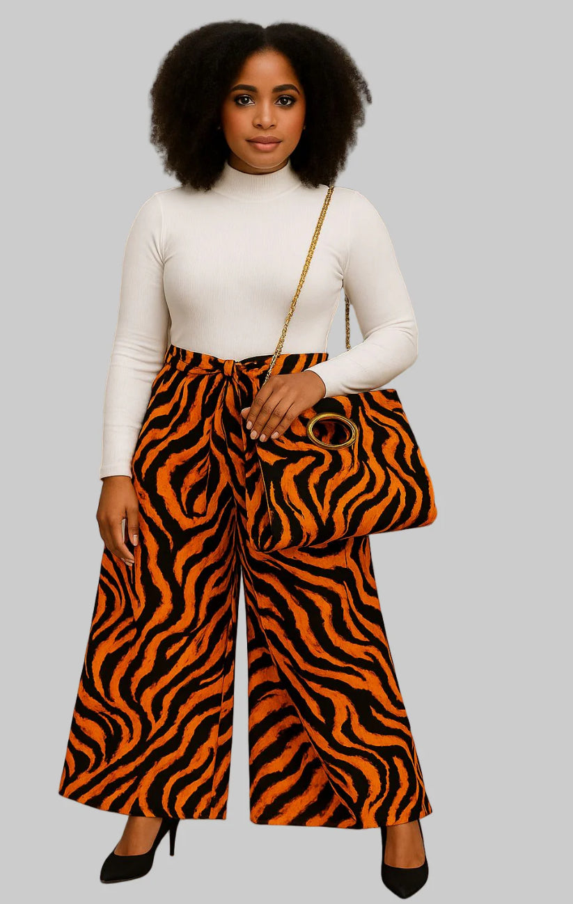 Combo Palazzo Pant & Pocketbook Set Orange PS14 (Pants, Headwrap, and Bag)