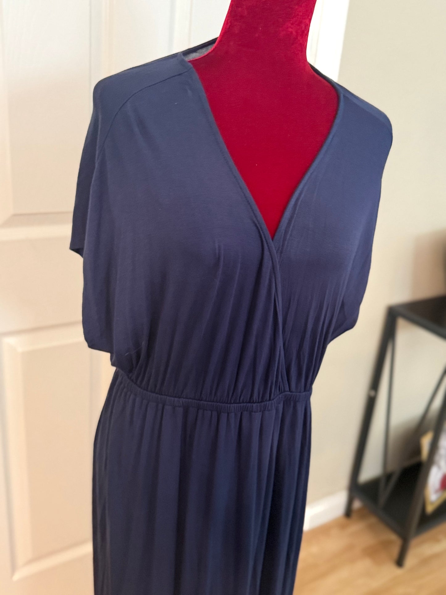 Plus Size Blue Waisted Maxi Dress, Size 1X
