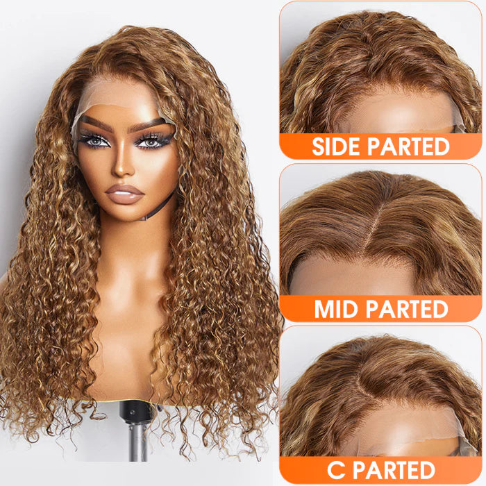 22-24 Inch Pre-Plucked 13"x4" Lace Front Water Wavy Wig Free Part 150% Density-100% Human Hair