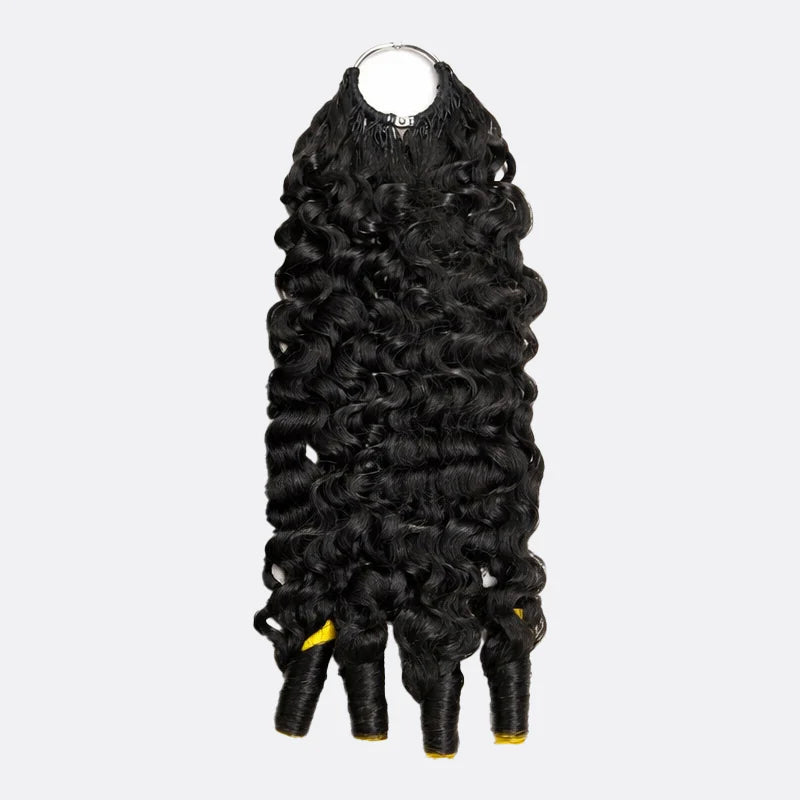 Miracle Knots Human Feather Crochet Hair Burmese Curly - Pre-Separated Knotless Crochet Braids for Seamless Blending