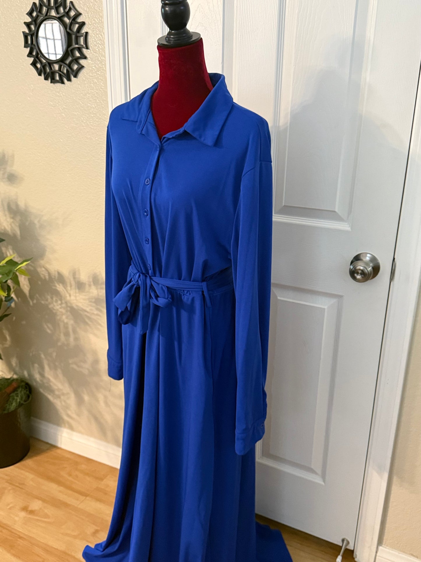 Plus Size Button Down Maxi Length Dress, 2XL